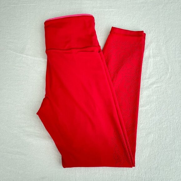Athleta Revolution Laser Cut 7/8 Stash Pocket Leggings Powervita Red XS - Picture 4 of 15